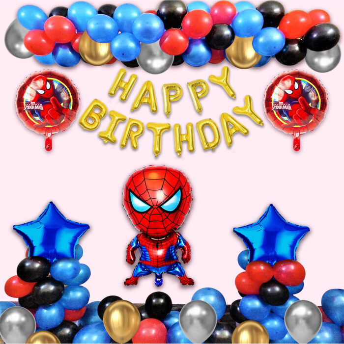 Happy birthday Spiderman decoration-(B)